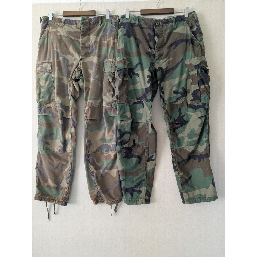 US Military Combat Cargo Pants Mens Medium 2 Pair Green Camo Woodland Trousers